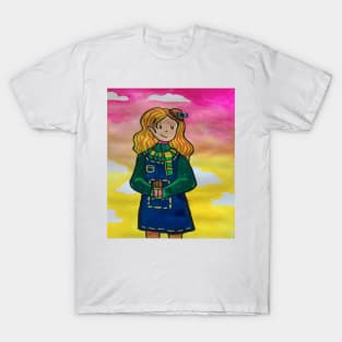 Autumn themed girl gouache illustration T-Shirt